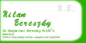 milan bereszky business card